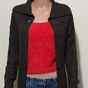 Love Lola Brown Button Down Small Cardigan sweaters women